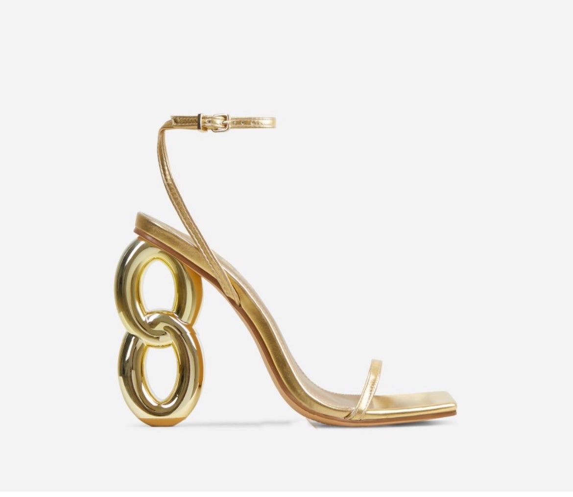 Aurelia- Gold Chain Heel with Square Toe