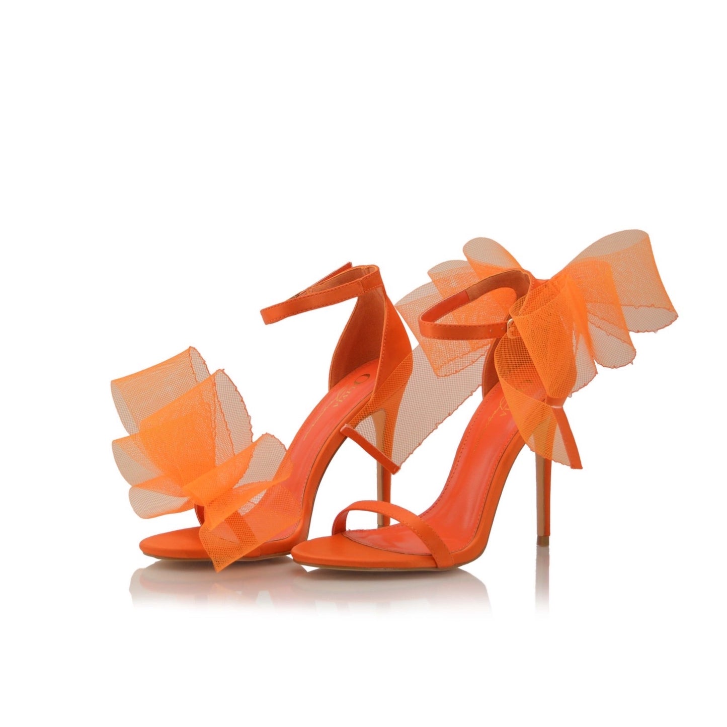 Ember - Orange Stiletto with Mesh Bow