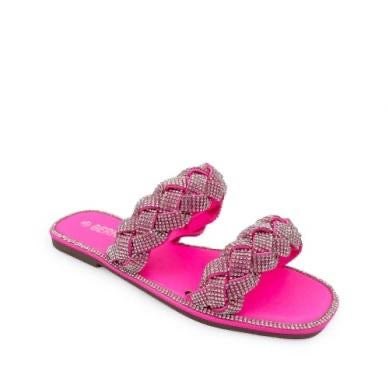 Madelyn - Braided Rhinestone Sandal - Pink ( Wide Feet Friendly)