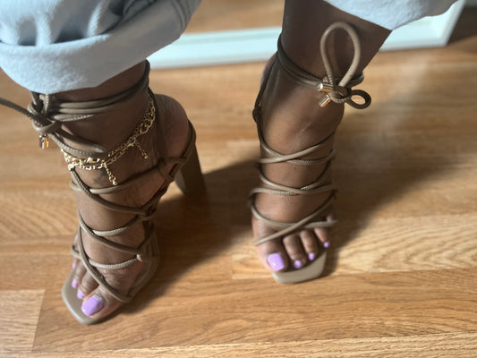 Romana - Mocha Strappy Heel ( Wide Feet Friendly)