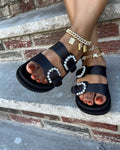 Blake - Double buckle adjustable strap sandals - Black (Wide Feet Friendly)