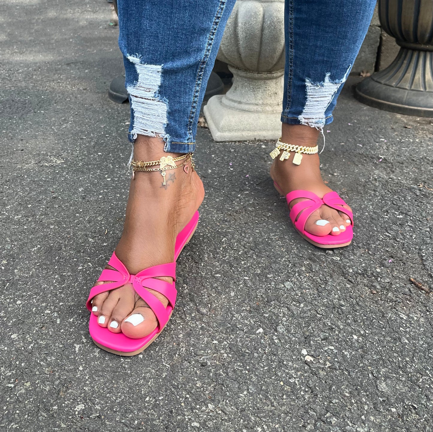 Calypso - Slip on sandals with cut out straps